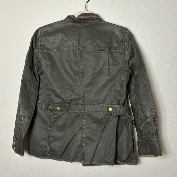 J. Crew Dark Olive Waxed Cotton Field Jacket Snap Button Zipper Down size Small - Picture 3 of 12
